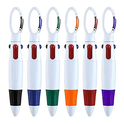 LIbgiubhy 6 Stück Druckkugelschreiber, mehrfarbig, 0,7 mm, Shuttle-Stift, 4 farbige Barrels, Kugelschreiber, 0,7 mm Nachfüllminen von LIbgiubhy