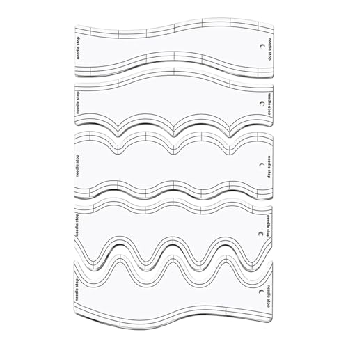 LIbgiubhy Doppelseitige, gewellte Quilt-Lineale, Schablonen für Patchwork-Projekte, transparentes Acryl, Quilt-Lineale für Nähmaschine, 5 Stück LIbgiubhy Doppelseitige, gewellte Quilt-Lineale, Schablonen für Patchwork-Projekte, transparentes Acryl, Quilt-Lineale für Nähmaschine, 5 Stück von LIbgiubhy