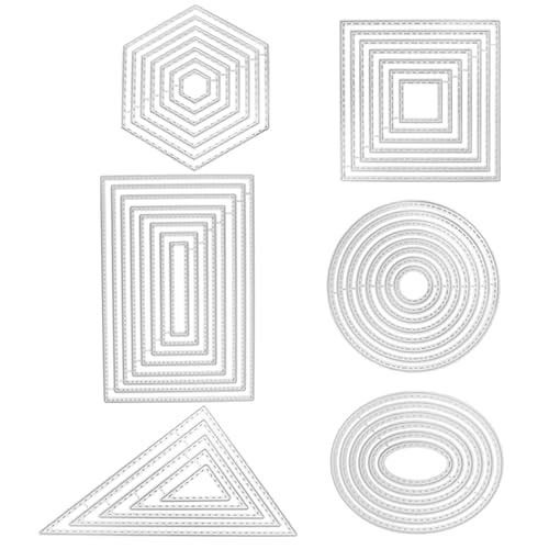 LIbgiubhy Geometrische Stanzformen, 6 Stück, Scrapbooking, Stanzformen aus Karbonstahl, Schablonen für Scrapbooking, Kartenherstellung von LIbgiubhy