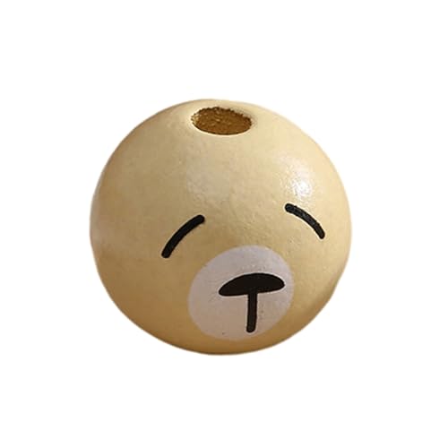 LIbgiubhy Holzperlen, 20 mm, Tier-Holzperlen mit Gesicht, für Schmuck, Halsketten, Bastelarbeiten, Dekoration, 100 Stück von LIbgiubhy