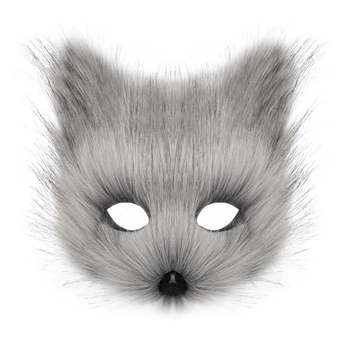 LIbgiubhy Maskerade Gesicht Fuchs Gesicht Plüsch Tier Gesicht Dress Up Gesicht Wolf Gesicht Halbes Gesicht von LIbgiubhy