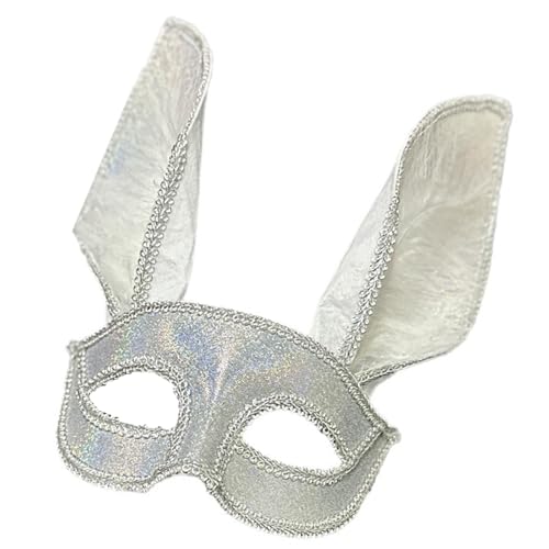 LIbgiubhy Maskerade Hasenohren halbes Gesicht mit gefiederten Akzenten für Geburtstage und Kostümpartys Augenmaske Zubehör von LIbgiubhy