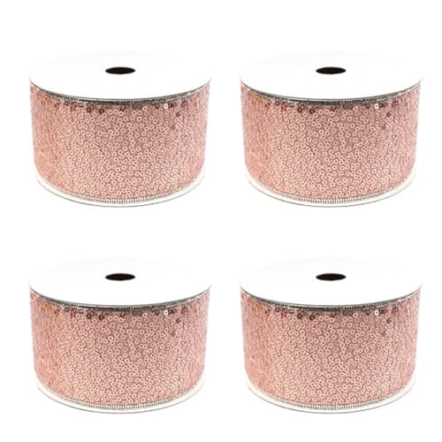 LIbgiubhy Weihnachtsbänder für Baumschmuck, Geschenkverpackung, Dekoration, Band, bunte Pailletten, Seidenbänder, Ornament, 4 Rollen LIbgiubhy Weihnachtsbänder für Baumschmuck, Geschenkverpackung, Dekoration, Band, bunte Pailletten, Seidenbänder, Ornament, 4 Rollen von LIbgiubhy