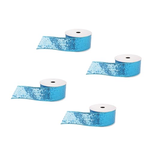 LIbgiubhy Weihnachtsbänder für Baumschmuck, Geschenkverpackung, Dekoration, Band, bunte Pailletten, Seidenbänder, Ornament, 4 Rollen LIbgiubhy Weihnachtsbänder für Baumschmuck, Geschenkverpackung, Dekoration, Band, bunte Pailletten, Seidenbänder, Ornament, 4 Rollen von LIbgiubhy