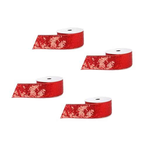 LIbgiubhy Weihnachtsbänder für Baumschmuck, Geschenkverpackung, Dekoration, Band, bunte Pailletten, Seidenbänder, Ornament, 4 Rollen LIbgiubhy Weihnachtsbänder für Baumschmuck, Geschenkverpackung, Dekoration, Band, bunte Pailletten, Seidenbänder, Ornament, 4 Rollen von LIbgiubhy