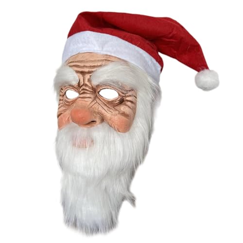 LIbgiubhy Weihnachtsmanngesicht mit Nikolausmütze und Bart voller Kopf Gesicht für Weihnachten, Geburtstag, Hochzeit, Neujahrsparty von LIbgiubhy