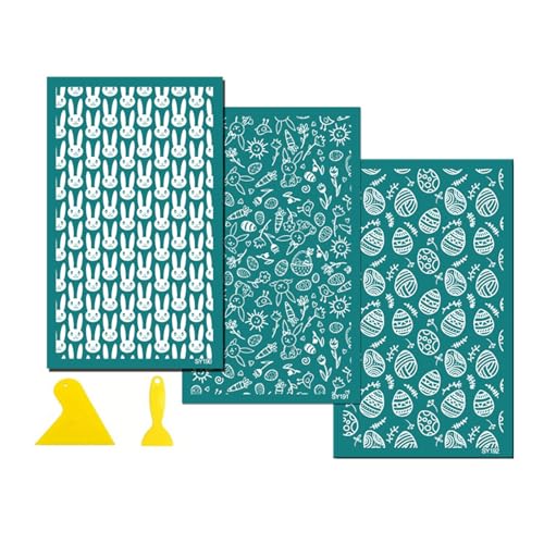 LIbgiubhy Wiederverwendbare Siebdruck-Schablonen Ostern Kaninchen Siebdruck-Schablonen Tonschablonen für Schmuck-Ohrringherstellung von LIbgiubhy