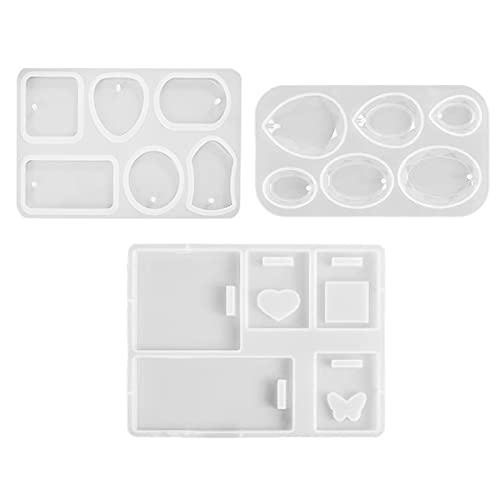 Set mit 3 Anhängerformen für Schmuck, verschiedene Formen, Silikon, Schlüsselanhänger-Formen mit Löchern, Handarbeitswerkzeug Set mit 3 Anhängerformen für Schmuck, verschiedene Formen, Silikon, Schlüsselanhänger-Formen mit Löchern, Handarbeitswerkzeug von LIbgiubhy