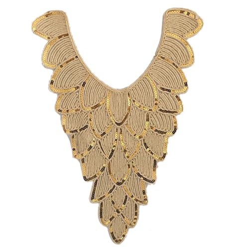 Stylischer Spitzenbesatz, Kragen mit Paillettenapplikationen, zum Aufnähen, für formelle Hochzeitskleider, Nähzubehör Stylischer Spitzenbesatz, Kragen mit Paillettenapplikationen, zum Aufnähen, für formelle Hochzeitskleider, Nähzubehör von LIbgiubhy