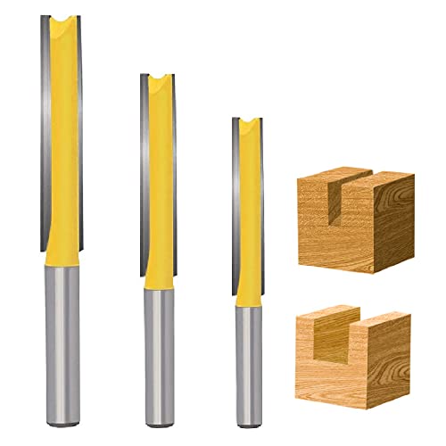 3 Stück 8 mm Nutfräser, Schneidmesser Fräser, Schneidmesser Holzfräser, Schaft Doppelflöte Gerades Fräse, Fräser Fräsfräser für Holzbearbeitung, Extra Langes Bündigfräser für Holzbearbeitung von Peuirre