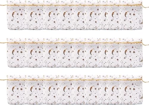 LJFEA 30pcs Organzasäckchen, 7 x 9 cm Organza Geschenktüten Sterne und Mond Organzabeutel Schmuckbeutel für Weihnachten Hochzeit Party Babyparty(Weiß) von LJFEA