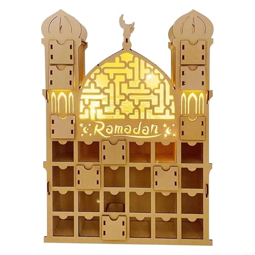 Ramadan Adventskalender mit Licht - Holz Moschee Form 30 Schubladen Kalender Batteriebetriebener Ramadan Countdown Dekor Ramadan Adventskalender mit Licht - Holz Moschee Form 30 Schubladen Kalender Batteriebetriebener Ramadan Countdown Dekor von LJFIWY