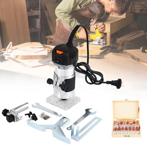 LJLAO Holzbearbeitungs-Handrouter, Ganz Kupfermotor, No-Last-Geschwindigkeit 30000R/min, 800W, 6,35 Mm Klemme, Gerade Geschwungene Kantentrimmung, Mahlenschneider/gerader Steiderung,B LJLAO Holzbearbeitungs-Handrouter, Ganz Kupfermotor, No-Last-Geschwindigkeit 30000R/min, 800W, 6,35 Mm Klemme, Gerade Geschwungene Kantentrimmung, Mahlenschneider/gerader Steiderung,B von LJLAO