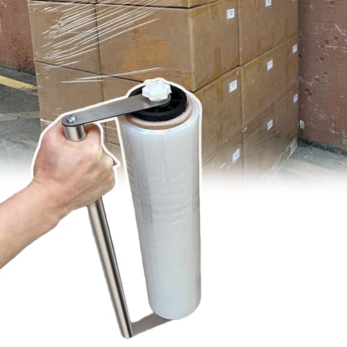 LJLAO Stretchfolienspender, Hand-Stretchwickelwerkzeug, Korrosionsbeständig Und Rostfrei, Handfest, Federstoßdämpfer, Für Stretchfolie Unter 50 cm,51cm von LJLAO