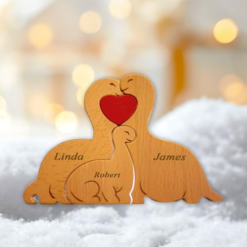 Personalisiertes Holzpuzzle der Bärenfamilie mit 2-8 Namen, Holz Bär Skulpturen Desktop Tischdekoration, zum Familie, Freunde, Liebhaber Weihnachten Adoptionstag Einweihungsgeschenke (H) von LJSCQF