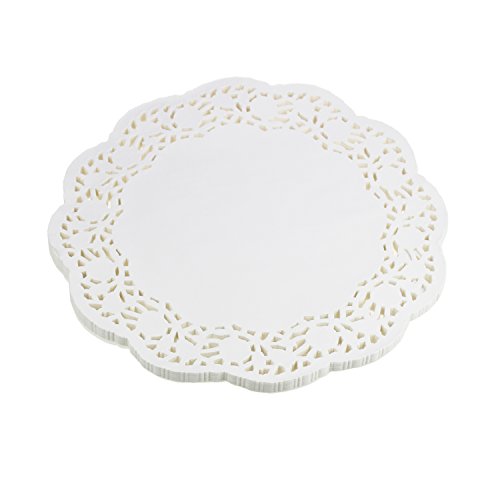 LJY Runde Papierdeckchen mit weißer Spitze, für Kuchen, Verpackung, Hochzeit, Geschirr, Dekoration, 300 mm, 100 Stück von LJY
