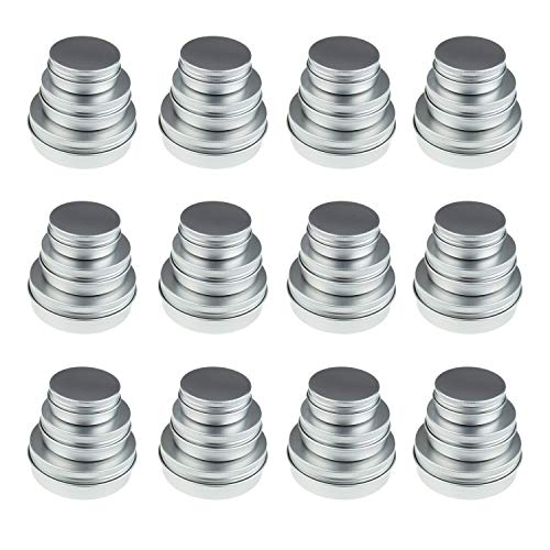 LJY 36 Stück runde Aluminiumdosen Schraubdeckel Metalldosen Gläser leere Folie Folie Container, gemischte Größen (120 ml, 60 ml und 30 ml) von LJY