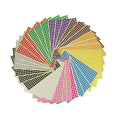 6 mm rund Farbkodierungsetiketten, 12 Farben, 36 Blatt, insgesamt 14688 Punkte von LJY