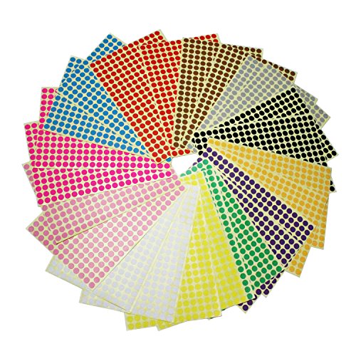 8mm kleine runde Punkt-Aufkleber klebrige Farbkodierung-Aufkleber, 12 verschiedene sortierte Farben, 24 Blätter von LJY