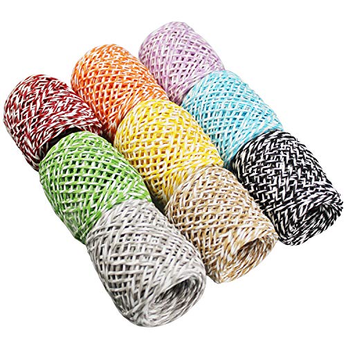 9 Rollen mehrfarbige Bast-Papierschnur, Band für Geschenkverpackungen, Kunstwerke, Bastelarbeiten, Partygeschenke und Verzierungen 9 Rollen mehrfarbige Bast-Papierschnur, Band für Geschenkverpackungen, Kunstwerke, Bastelarbeiten, Partygeschenke und Verzierungen von LJY