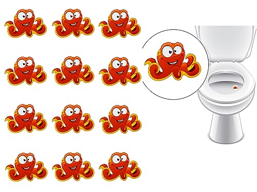 12 x WC Aufkleber Toilettensticker für Schule Gastronomie Ausstattung Kneipe Praxis Krankenhaus Pissior Urinal lustige Deko (Oktopus 12x) von LK Trend & Style