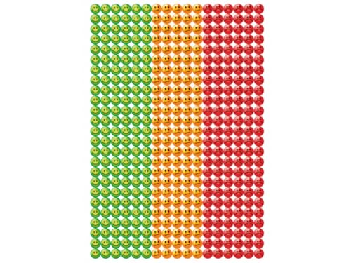 Aufkleber bunte Sticker Smiley 10mm selbstklebend immer 1104 Stück runde Smiley-Aufkleber (Bunt - 3 Farben) von LK Trend & Style