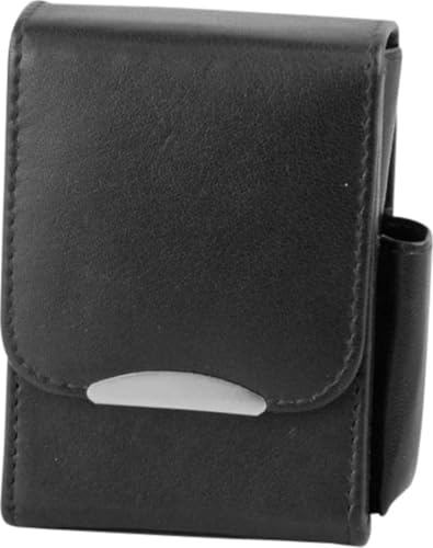 Leder Zigarettenetui mit Feuerzeugfach, L-Format oder XL-Format, Magnetverschluss, Schwarz (Größe L) von LK Trend & Style