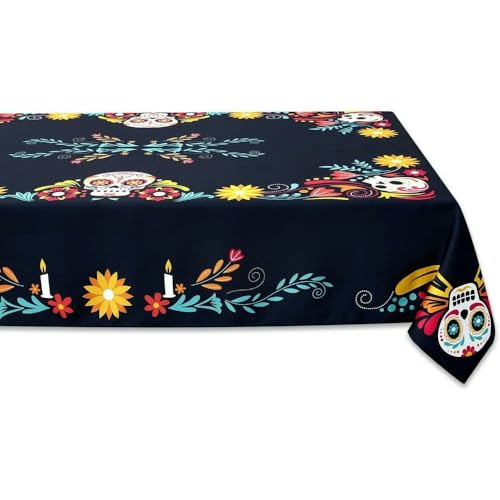 LKAMCBZMF Halloween Tisch, Muertos Totenkopf wasserdichte Tischdecke Halloween Fiesta Dekor blau mehrere Größen(140x200cm) von LKAMCBZMF