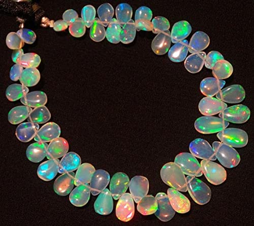 LKBEADS 1 Strand Natural Ethiopian Welo Opal Rare Pear Shape Briolettes 5x7 to 6x9MM 7 Inch Long von LKBEADS
