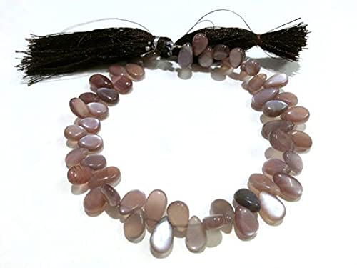 LKBEADS 8 Inches Full Strand, st Full Fire AAA Chocolate Moonstone Smooth Pear Briolettes, Large Size 6x8-6x10 mm, Moonstone Briolette von LKBEADS
