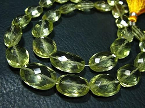 LKBEADS AA Lemon Quartz Faceted Oval Checker Cut Briolette- 7" Strand -Stones measure- 10-14mm von LKBEADS