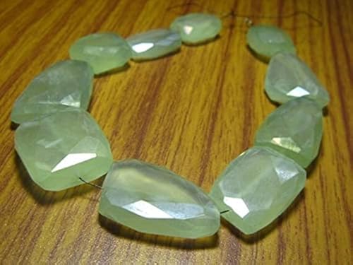 LKBEADS Light Green Mystic Chalcedony Flat Faceted Nuggets - 8" Strand -Stones measure- 12x16-18x24mm von LKBEADS