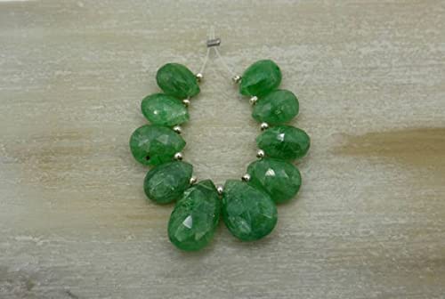 LKBEADS Rare Tsavorite Garnet | Faceted Pear Briolettes | Sets of 9, Sets of 10 Size: 8x6mm-11x8mm LKBEADS Rare Tsavorite Garnet | Faceted Pear Briolettes | Sets of 9, Sets of 10 Size: 8x6mm-11x8mm von LKBEADS