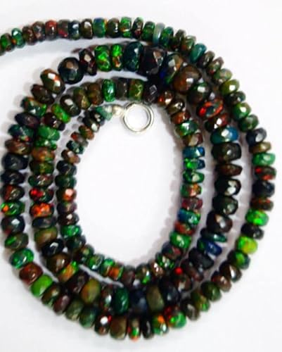LKBEADS natural gem stone black Ethiopian opal faceted beads complete necklace rainbow fire flashing 17 inches 3 to 5 mm LKBEADS natural gem stone black Ethiopian opal faceted beads complete necklace rainbow fire flashing 17 inches 3 to 5 mm von LKBEADS