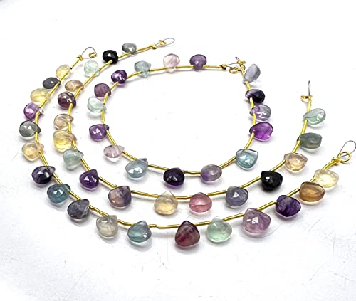 Natural Flourite 7x7mm Heart Faceted 8 Inch 17 Pieces Multi Color Rare Gemstone Beads Strand German_Beads_103 von LKBEADS