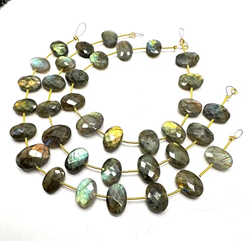Natural Labradorite 13x10mm Oval Faceted 9 Inch 12 Pieces Grey Color Rare Gemstone Beads Strand German_Beads_73 von LKBEADS