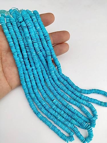 Natural Turquoise tyre smooth Beads 6-6.5 mm 8 inch long string jewelry making gemstone beads for necklace bracelet von LKBEADS