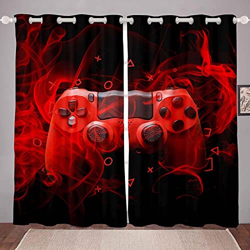 LKCD Verdunkelungsvorhänge, Gamer Lightning Gamepad-Video 150X166Cm Superweiche, Feste, Wärmegedämmte Öse - 2Er-Set, Schutzvorhänge Für Schlafzimmer, Kinderzimmer von LKCD