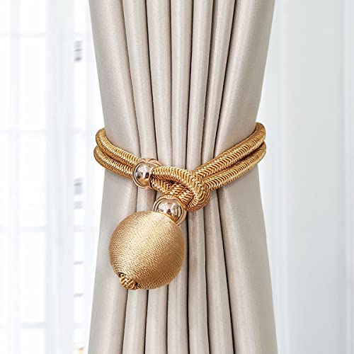 LKDCNUP Vorhanghalter, Vorhang-Raffhalter, Vorhangseil-Raffhalter, handgestrickter Vorhang-Raffhalter, Vorhang-Raffhalter mit Einer Kugel for die Fensterdekoration im Zuhause, Büro, Gold LKDCNUP Vorhanghalter, Vorhang-Raffhalter, Vorhangseil-Raffhalter, handgestrickter Vorhang-Raffhalter, Vorhang-Raffhalter mit Einer Kugel for die Fensterdekoration im Zuhause, Büro, Gold von LKDCNUP