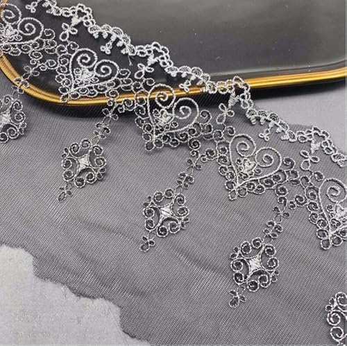 Spitzenband, 1 Meter Schwarz Silber Bestickte Spitze Stoff DIY Rock Saum Tanz Kostüme Bekleidungs Zubehör von LKDCNUP