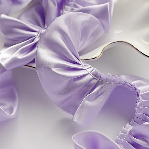 Spitzenband, 1 Yard 5,5 cm Rosa Schwarz Weiß Rot Glänzendes Satin Plissee Band Stoff Rüschen Spitze Rand Trim Saum von LKDCNUP