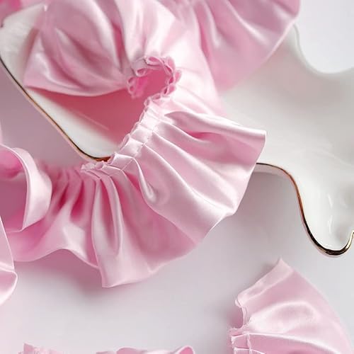 Spitzenband, 1 Yard 5,5 cm Rosa Schwarz Weiß Rot Glänzendes Satin Plissee Band Stoff Rüschen Spitze Rand Trim Saum Spitzenband, 1 Yard 5,5 cm Rosa Schwarz Weiß Rot Glänzendes Satin Plissee Band Stoff Rüschen Spitze Rand Trim Saum von LKDCNUP