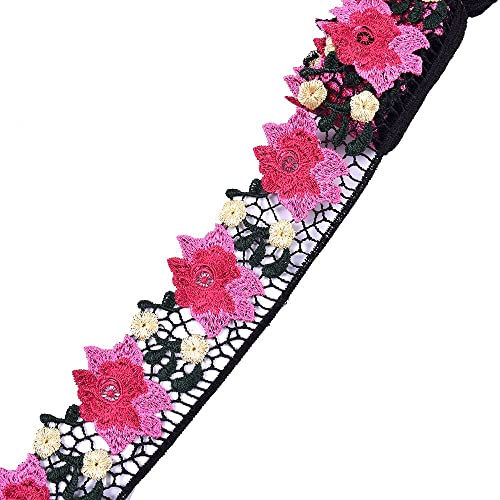 Spitzenband, 1 Yard rote Blume bestickte Spitze Stoff DIY Rock Saum Tanz Kostüme Bekleidungszubehör Nähen Handwerk von LKDCNUP