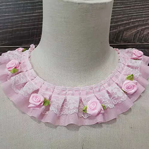 Spitzenband, 1 Yards Neueste Stickerei Spitze Stoff Plissee Guipure Blume Rose Trim 5cm von LKDCNUP