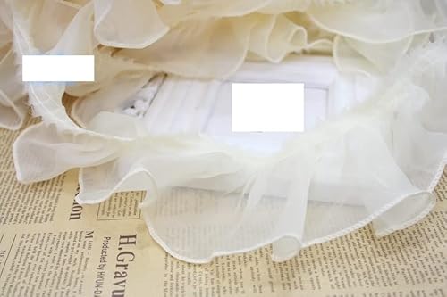 Spitzenband, 1yard Spitze Tüll Stoff 8cm Guipure Chiffon Trim Kragen Gelb Lila Kleid Nähen Rüschen Band von LKDCNUP