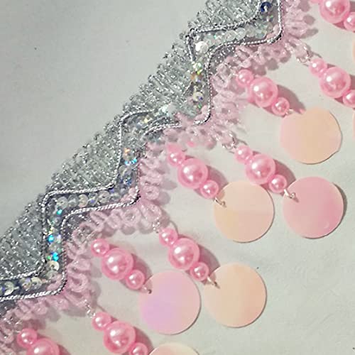 Spitzenband, 2 Yard/Lot Rosa Handgemachte DIY Perle Perlen Spitze Trim Welle Quaste Fringe Band Bühne Kleidung Tasche Vorhang Spitzenband, 2 Yard/Lot Rosa Handgemachte DIY Perle Perlen Spitze Trim Welle Quaste Fringe Band Bühne Kleidung Tasche Vorhang von LKDCNUP