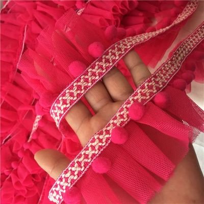 Spitzenband, 3 Meter rosa/blau Ball Mini Trim Mesh Rüschen Spitzenband DIY Nähzubehör von LKDCNUP