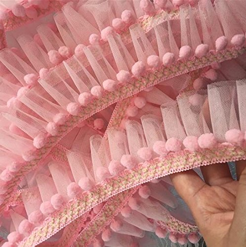 Spitzenband, 3 Meter rosa/blau Ball Mini Trim Mesh Rüschen Spitzenband DIY Nähzubehör von LKDCNUP