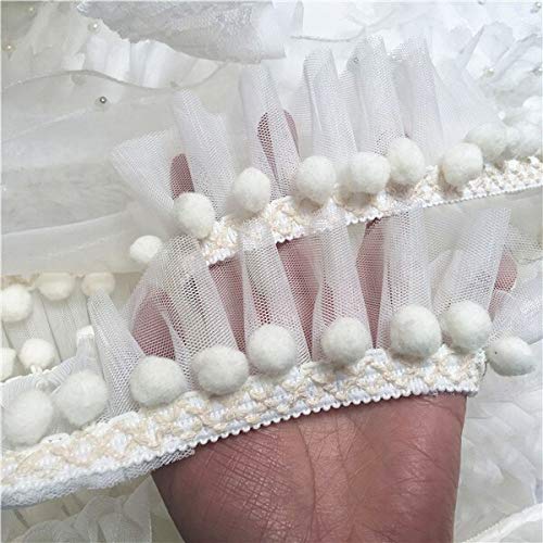 Spitzenband, 3 Meter rosa/blau Ball Mini Trim Mesh Rüschen Spitzenband DIY Nähzubehör von LKDCNUP