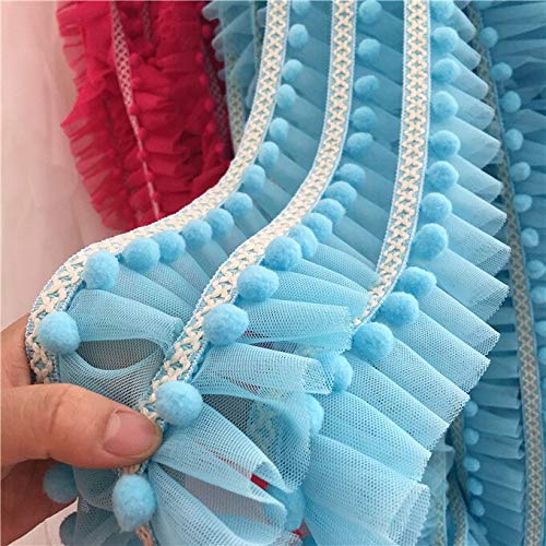 Spitzenband, 3 Meter rosa/blau Ball Mini Trim Mesh Rüschen Spitzenband DIY Nähzubehör von LKDCNUP